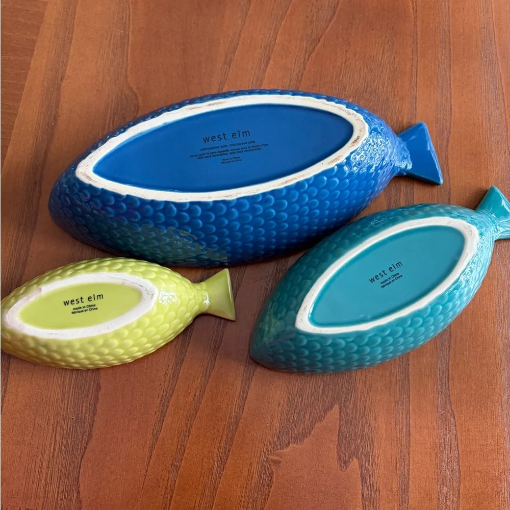 West Elm Colorful Fish-Shaped Serving Bowls Dishes